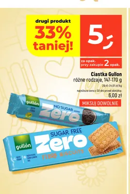 Ciastka Zero Fibre biscuits Gullon promocja w Dealz