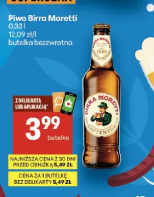 Piwo Birra Moretti promocja w Delikatesy Centrum