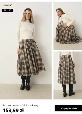 Rozkloszowana spódnica w kratę Greenpoint promocja w Greenpoint