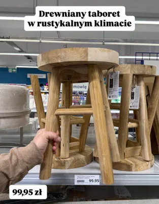 Taboret drewniany, ręcznie robiony promocja w Action