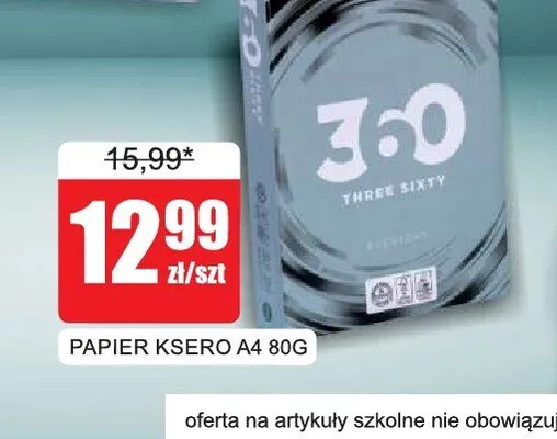 Papier ksero A4 80 g Three Sixty promocja w Bingo
