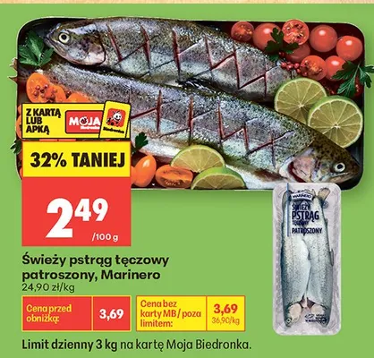 Świeży pstrąg tęczowy patroszony Marinero promocja w Biedronka