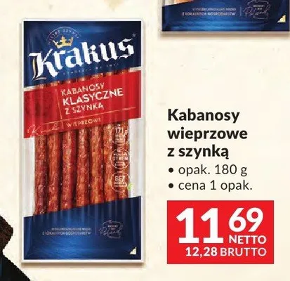 Kabanosy wieprzowe z szynką Krakus promocja w Makro