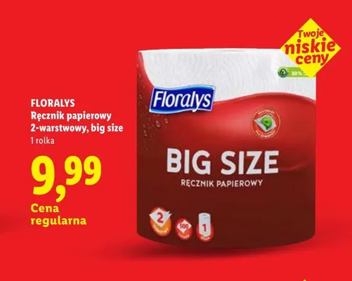 Ręcznik papierowy 2-warstwowy big size Floralys promocja w Lidl