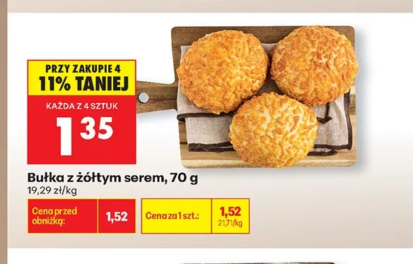 Bułka z żółtym serem promocja w Biedronka