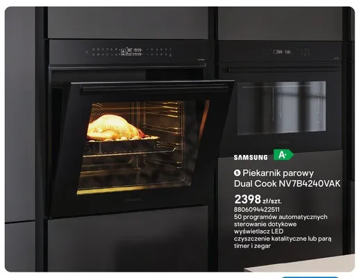 Piekarnik parowy SAMSUNG Dual Cook NV7B4240VAK promocja w Castorama