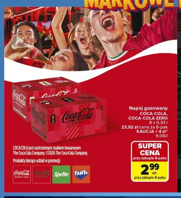 Napój gazowany Coca-Cola Zero 8-pak 0,33l promocja w Carrefour