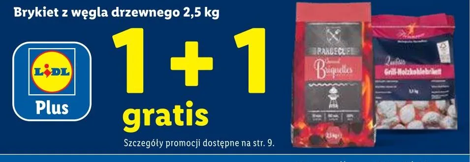 Brykiet z węgla drzewnego 1+1 GRATIS promocja w Lidl