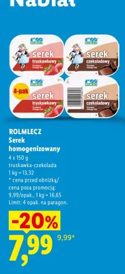 Serek homogenizowany truskawka-czekolada 4-pak Rolmlecz promocja w Lidl