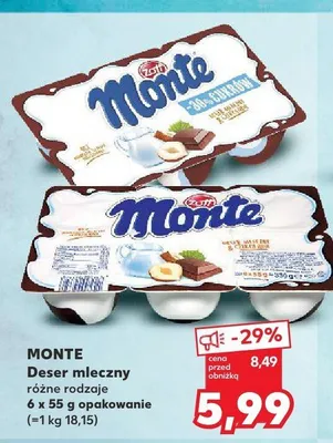 Deser mleczny Zott Monte 6-pak promocja w Kaufland