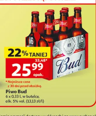 Piwo Bud 6-pak promocja w Auchan