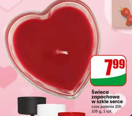 Świeca zapachowa w szkle serce promocja w Dino