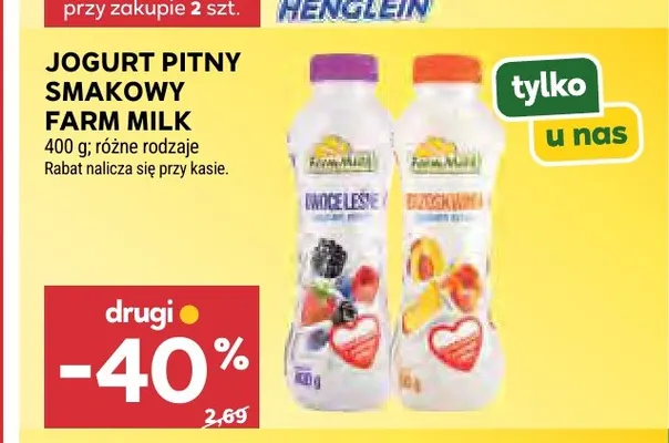 Jogurt pitny Farm Milk owoce leśne promocja w Stokrotka