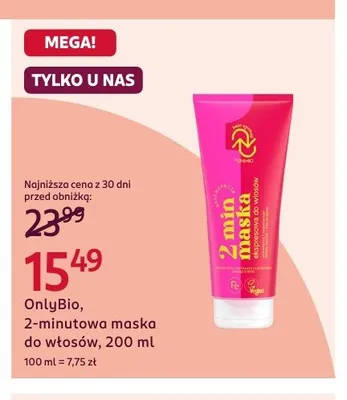 Maska do włosów 2-minutowa OnlyBio promocja w Rossmann