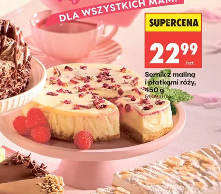 Sernik z maliną i płatkami róży promocja w Biedronka