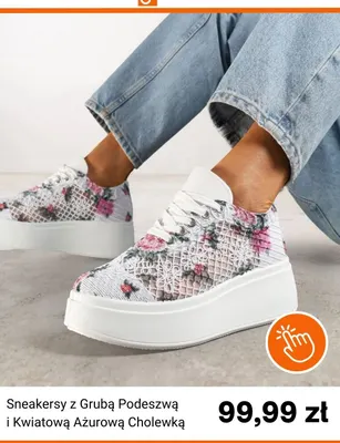 Sneakersy z grubą podeszwą i kwiatową ażurową cholewką born2be promocja w Born2be