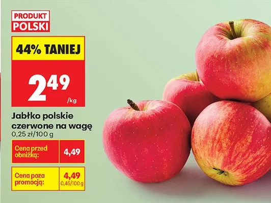 Jabłko polskie czerwone na wagę promocja w Biedronka