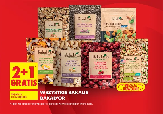 Wszystkie bakalie 2+1 GRATIS promocja w Biedronka