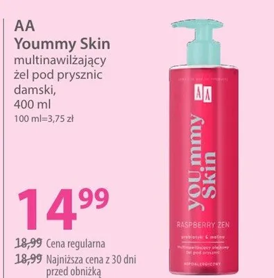 Multiawilżający żel pod prysznic damski AA Yoummy Skin promocja w Hebe