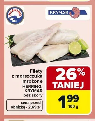 Filety z morszczuka mrożone HERRING, KRYMAR bez skóry promocja w Carrefour