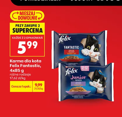 Karma dla kota Felix Junior Fantastic 4-pak promocja w Biedronka