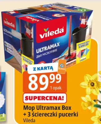 Mop Ultramax Box + 3 ściereczki pucerki promocja w Leclerc