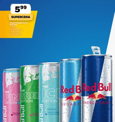 Napój energetyczny Red Bull The Ice Edition mroźna waniliowa promocja w Netto