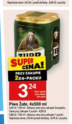 Piwo Żubr 4-pak 500ml promocja w Twój Market