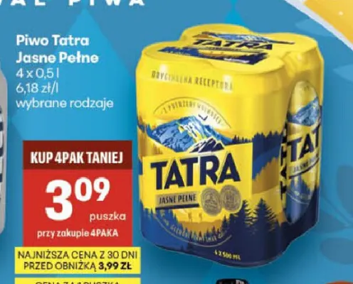 Piwo Tatra promocja w Delikatesy Centrum