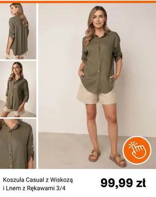 Koszula Casual z Wiskozą i Lnem z Rękawami 3/4 promocja w Born2be