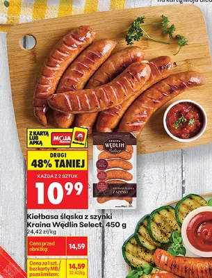 Kiełbasa śląska z szynki Kraina Wędlin Select promocja w Biedronka