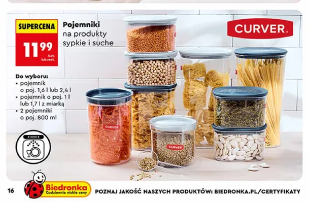 Pojemniki na produkty sypkie i suche Curver 2-pak 800 ml promocja w Biedronka