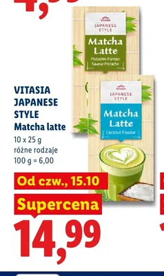 Matcha latte Vitasia Japanese Style Coconut Flavour 10-pak promocja w Lidl