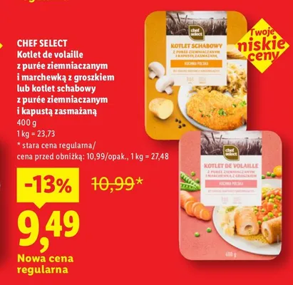 Kotlet schabowy z purée ziemniaczanym i kapustą zasmażaną Chef Select promocja w Lidl