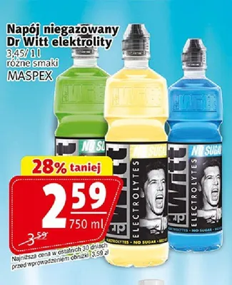 Napój niegazowany Dr Witt elektrolity promocja w Prim Market