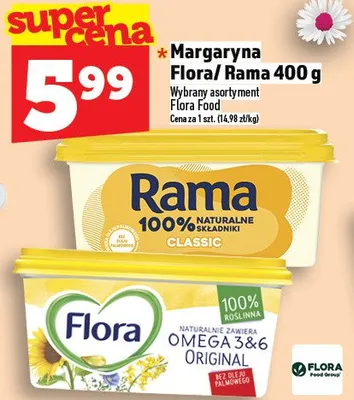 Margaryna Flora/Rama 400g promocja w TOPAZ