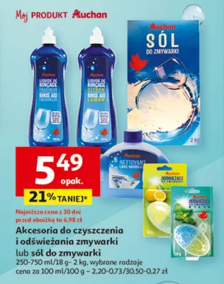 Akcesoria do czyszczenia i odświeżania zmywarki lub sól do zmywarki promocja w Auchan