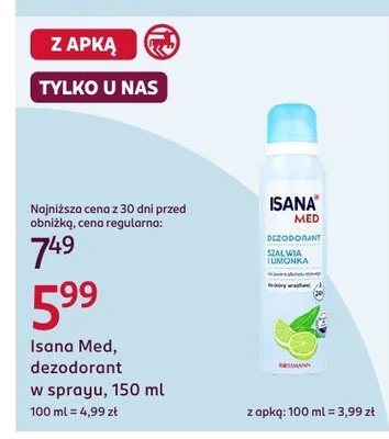 Dezodorant w sprayu Isana Med Szałwia i Limonka promocja w Rossmann