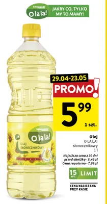 Olej słonecznikowy O la la! promocja w Intermarche