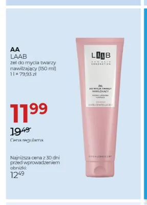 Żel do mycia twarzy nawilżający LAAB AA promocja w Drogerie Jawa