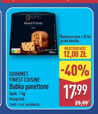 Babka panettone klasyczna Gourmet Finest Cuisine promocja w Aldi