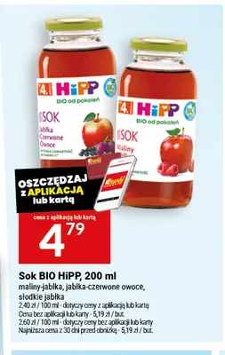 Sok BIO HiPP jabłka-czerwone owoce promocja w Twój Market