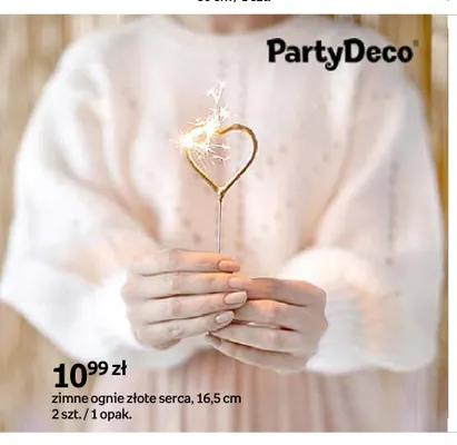Zimne ognie złote serca PartyDeco 2-pak 16,5 cm promocja w Empik
