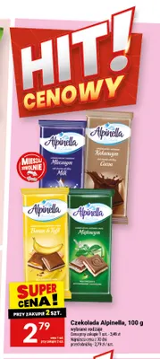 Czekolada Alpinella z nadzieniem mlecznym promocja w Twój Market