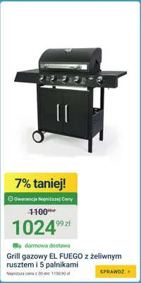 Grill gazowy z żeliwnym rusztem i 5 palnikami promocja w ERLI