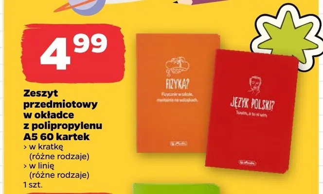 Zeszyt przedmiotowy w okładce z polipropylenu A5 60 kartek w kratkę Herlitz promocja w Netto