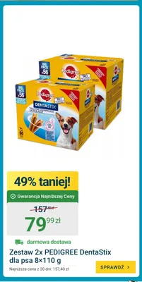 Zestaw 2x Pedigree DentaStix dla psa 8-pak 110 g promocja w ERLI