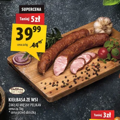 Kiełbasa ze wsi Zakład Mięsny Pelikan promocja w Arhelan