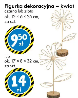 Figurka dekoracyjna – kwiat czarna lub złota ok. 17 × 8 × 32 cm promocja w Tedi