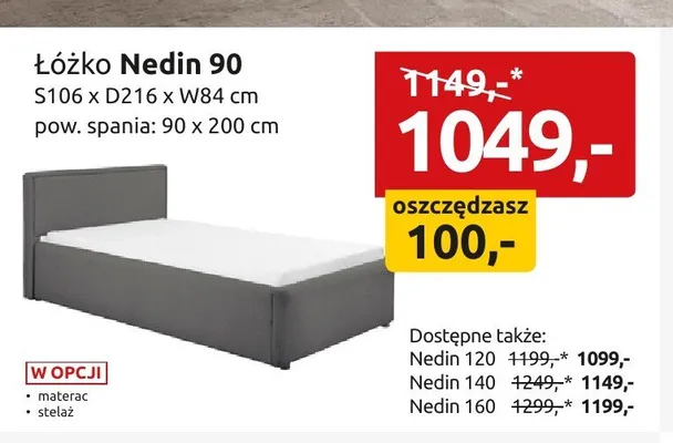 Łóżko Nedin 120 promocja w Black Red White